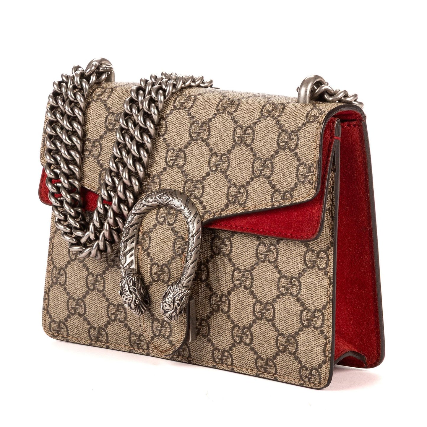 Gucci Dionysus Beige Red Supreme Canvas Suede
