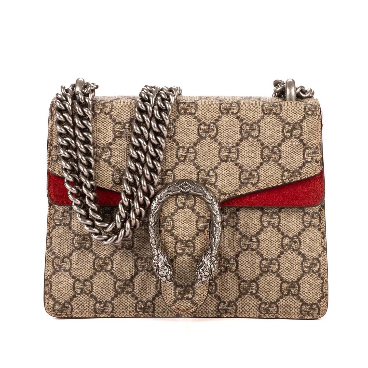 Gucci Dionysus Beige Red Supreme Canvas Suede