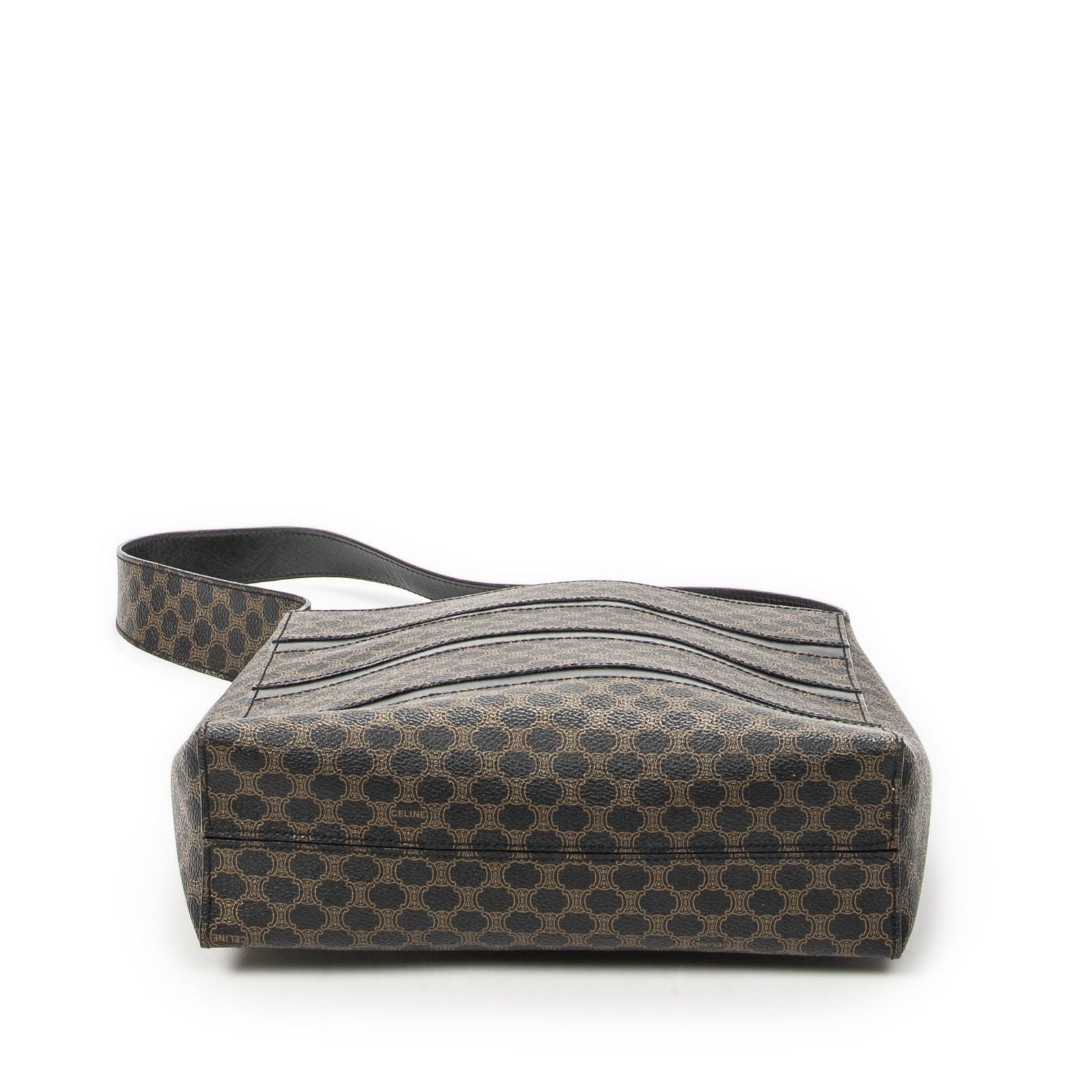 Celine Vintage the Shoulder Hobo Black Brown Macadam Canvas
