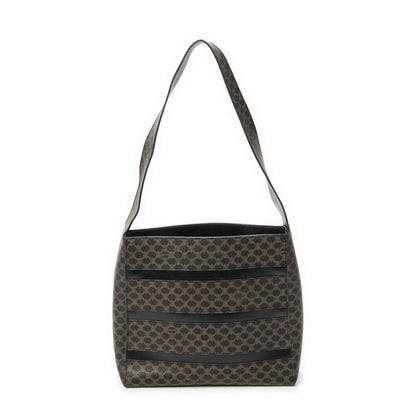 Celine Vintage the Shoulder Hobo Black Brown Macadam Canvas