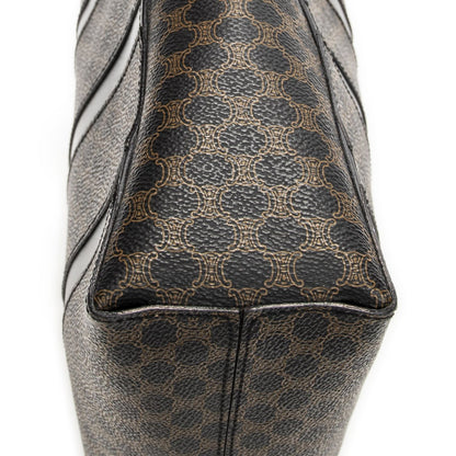 Celine Vintage the Shoulder Hobo Black Brown Macadam Canvas