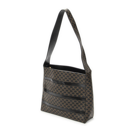Celine Vintage the Shoulder Hobo Black Brown Macadam Canvas