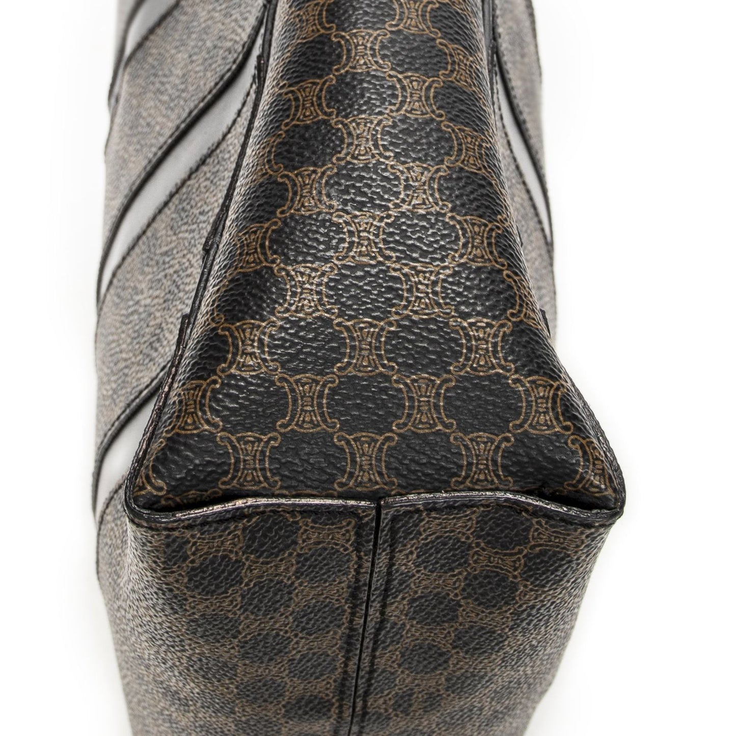Celine Vintage the Shoulder Hobo Black Brown Macadam Canvas