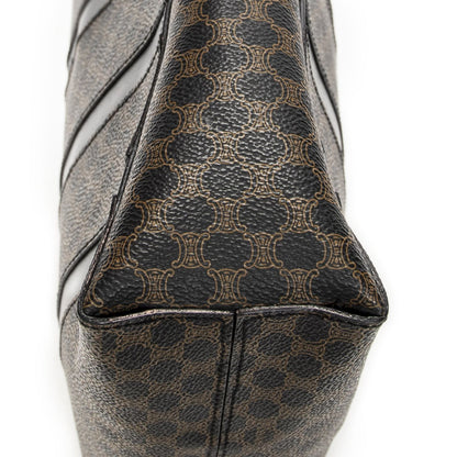 Celine Vintage the Shoulder Hobo Black Brown Macadam Canvas