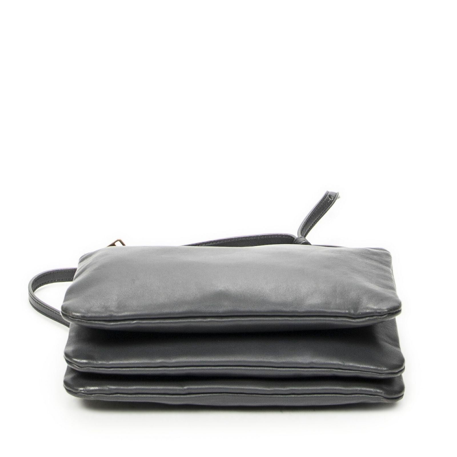 Celine Small Trio Crossbody Gray Calfskin Leather