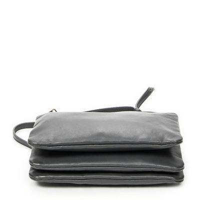 Celine Small Trio Crossbody Gray Calfskin Leather