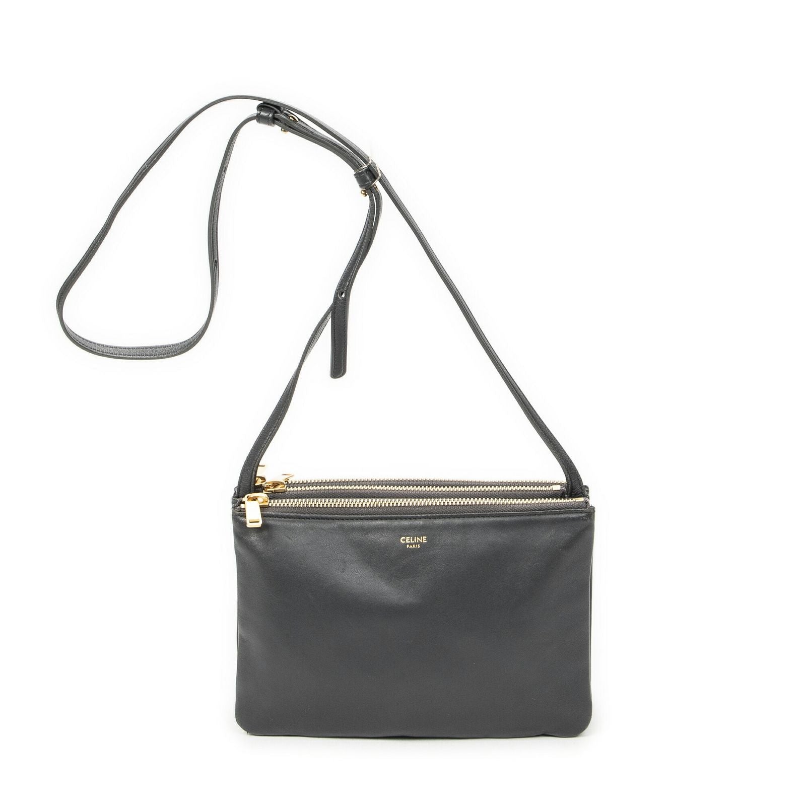Celine Small Trio Crossbody Gray Calfskin Leather