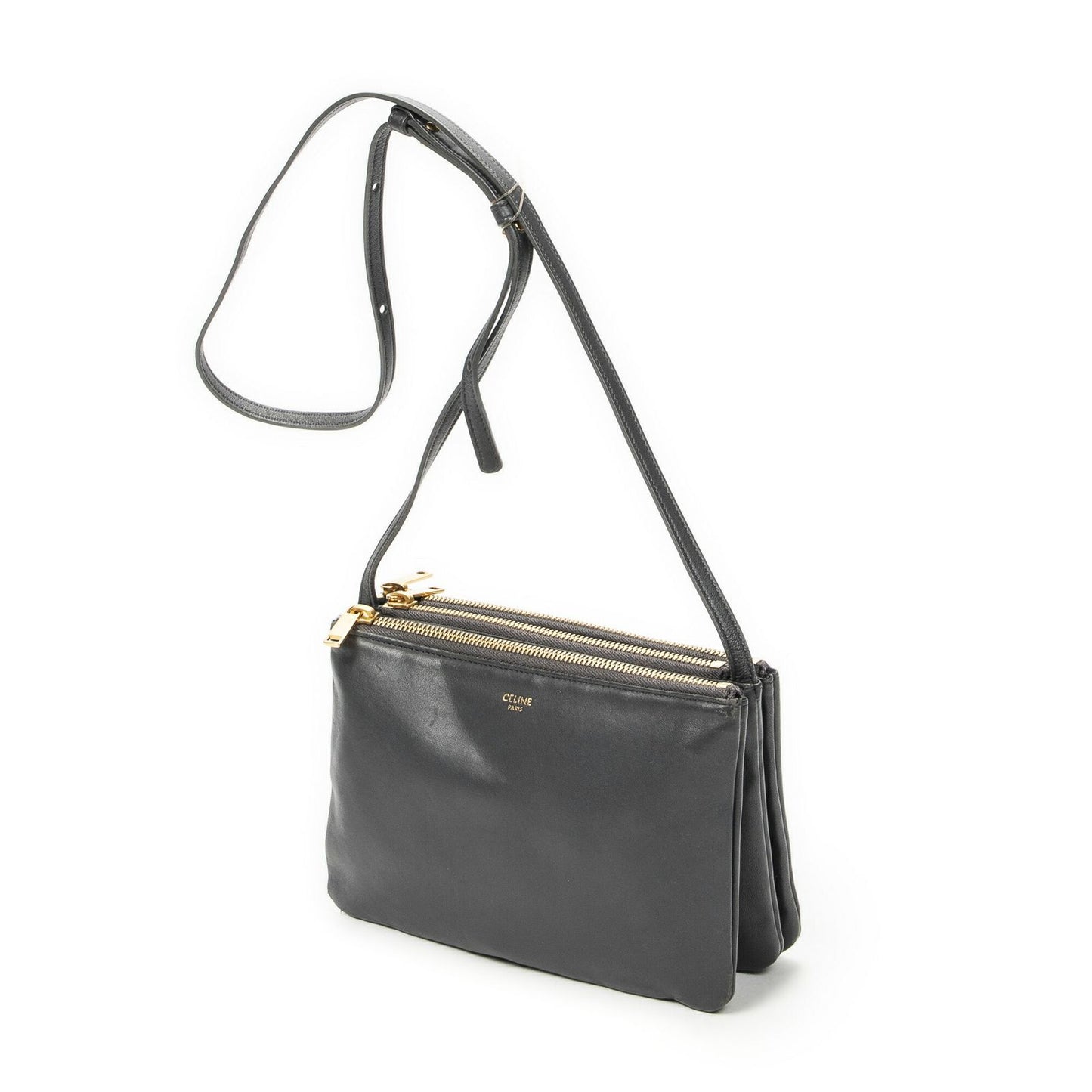 Celine Small Trio Crossbody Gray Calfskin Leather