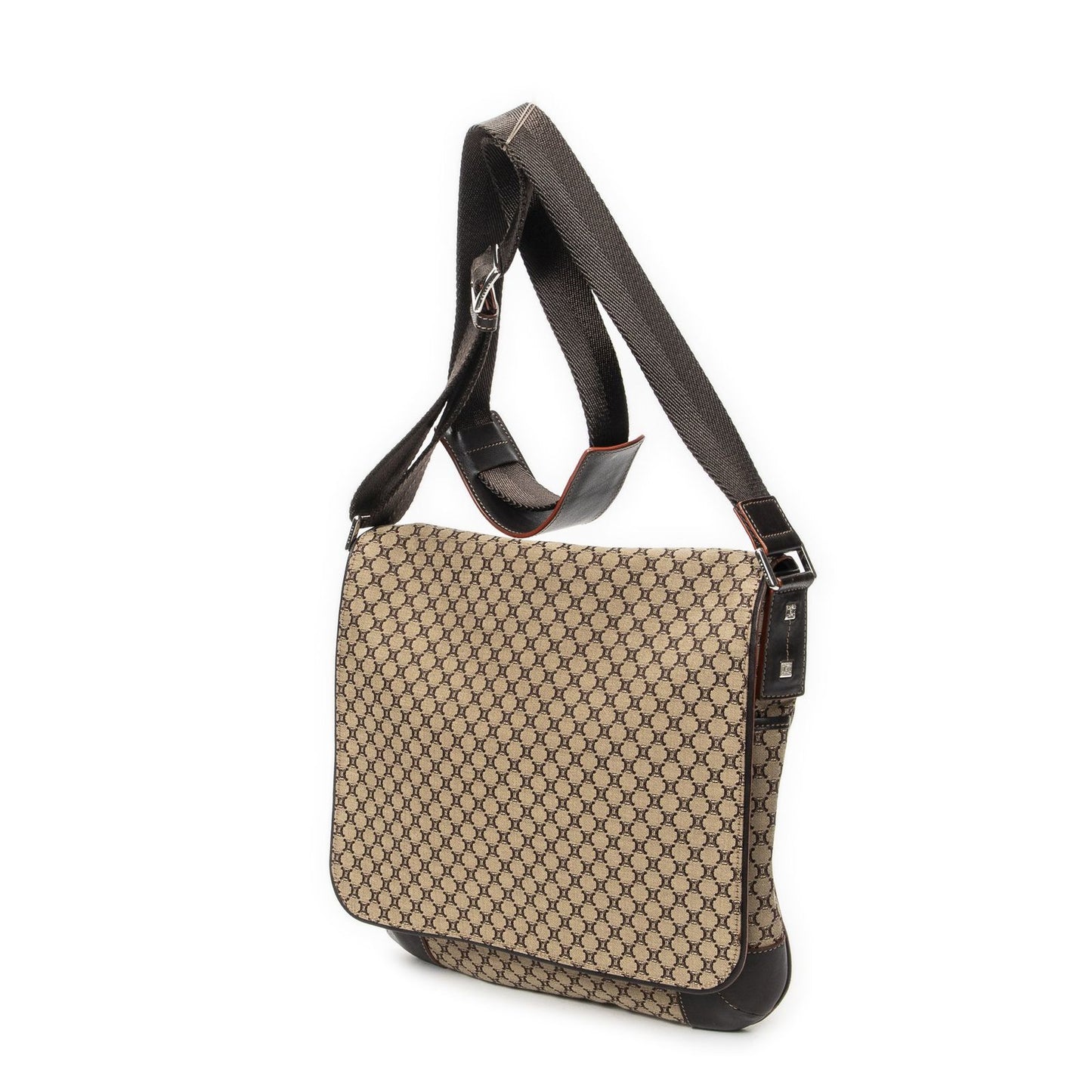 Celine Large Flap Messenger Beige Brown Macadam Canvas