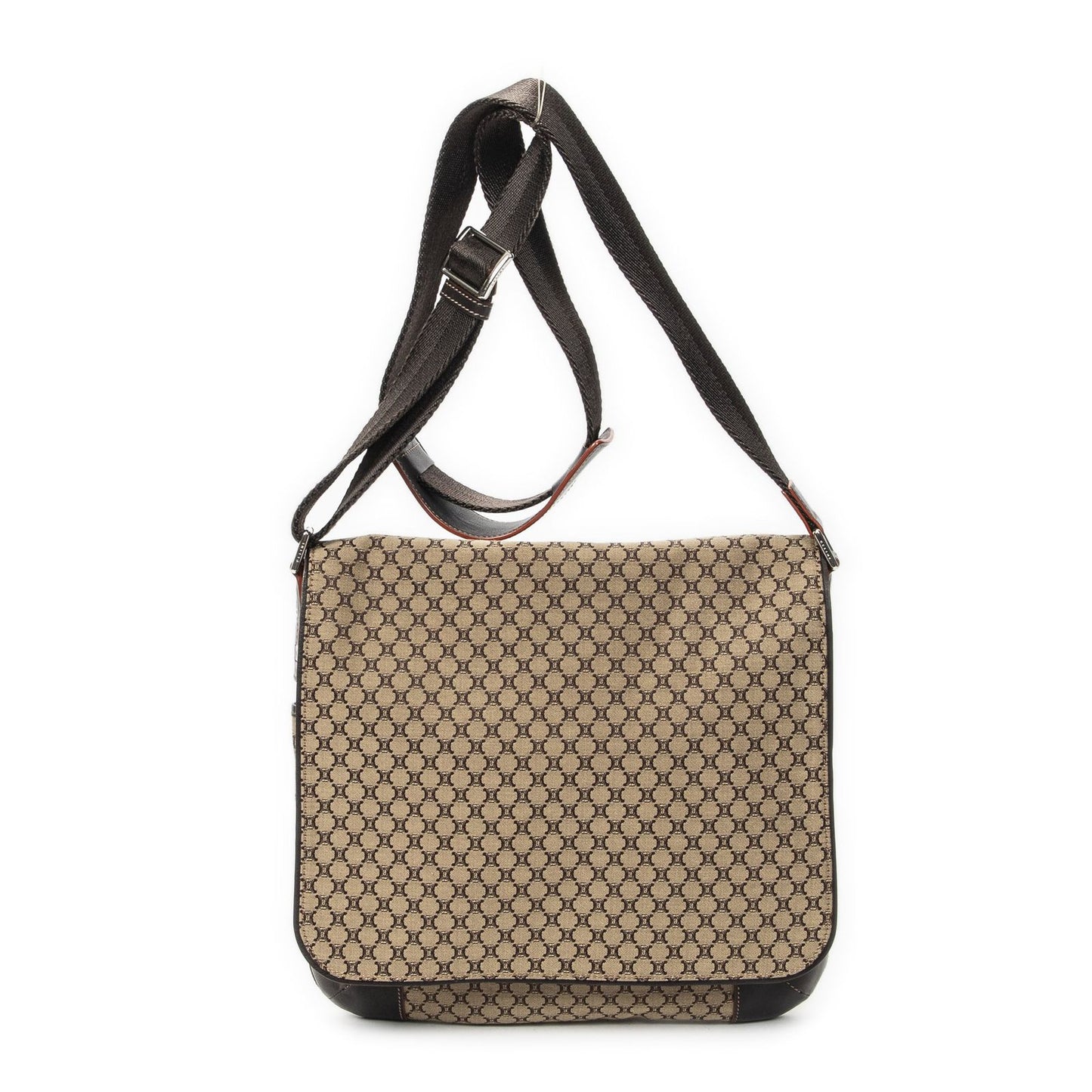 Celine Large Flap Messenger Beige Brown Macadam Canvas