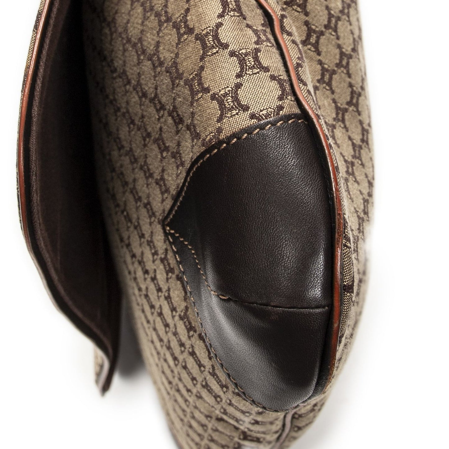 Celine Large Flap Messenger Beige Brown Macadam Canvas