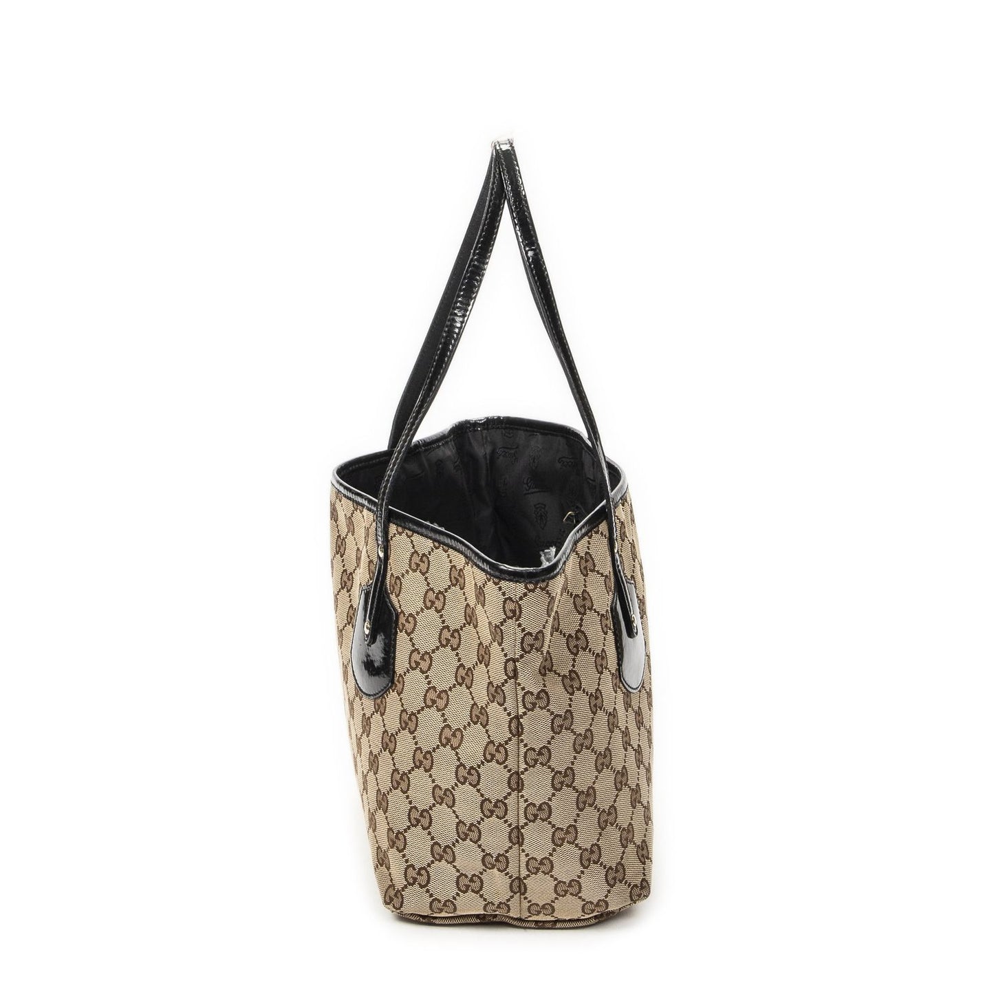 Gucci Serry Line Tote Black Beige GG Canvas