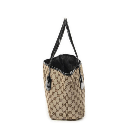 Gucci Serry Line Tote Black Beige GG Canvas