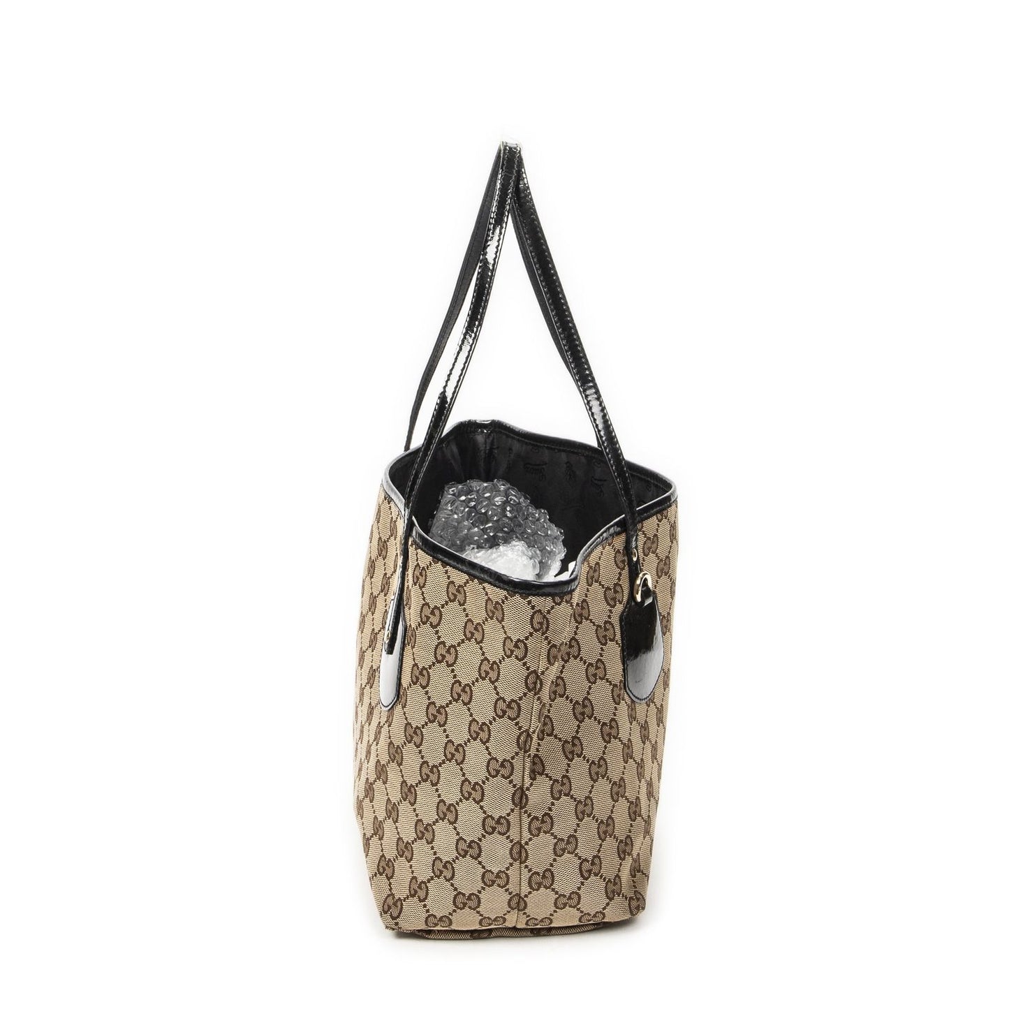 Gucci Serry Line Tote Black Beige GG Canvas
