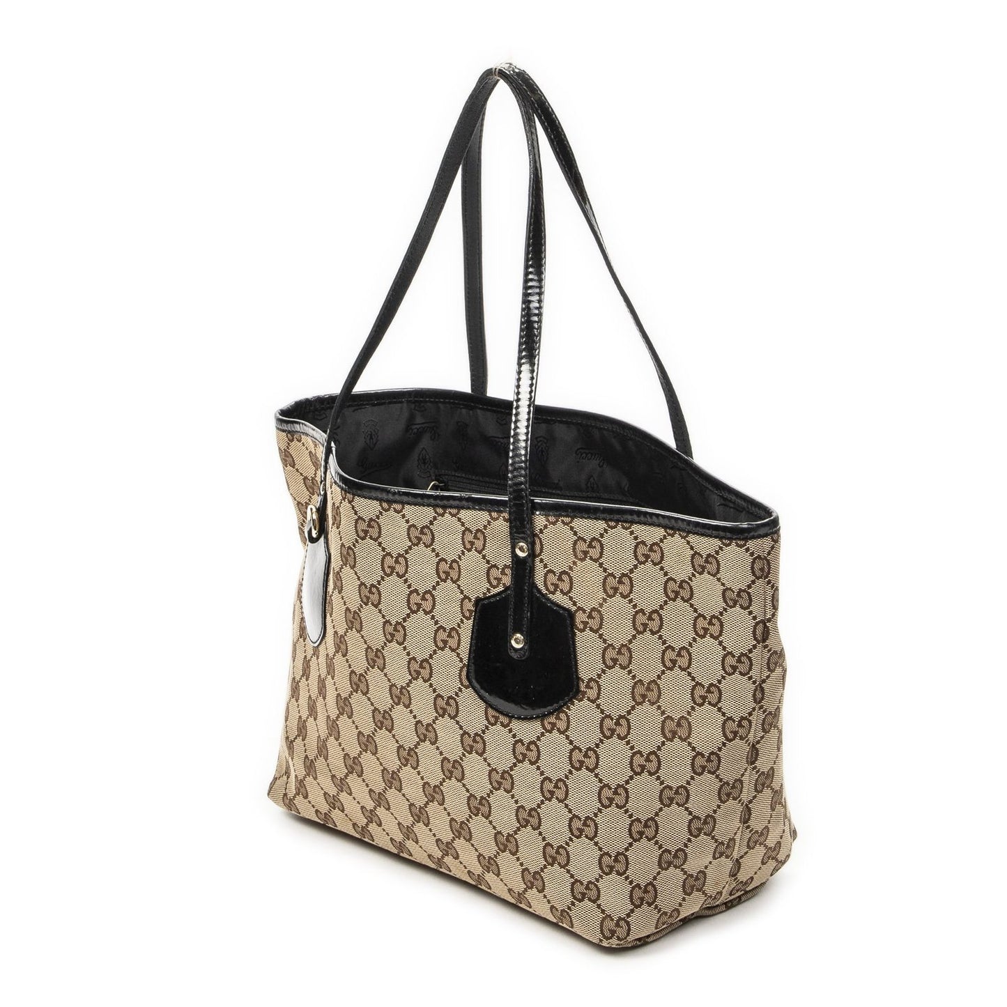 Gucci Serry Line Tote Black Beige GG Canvas