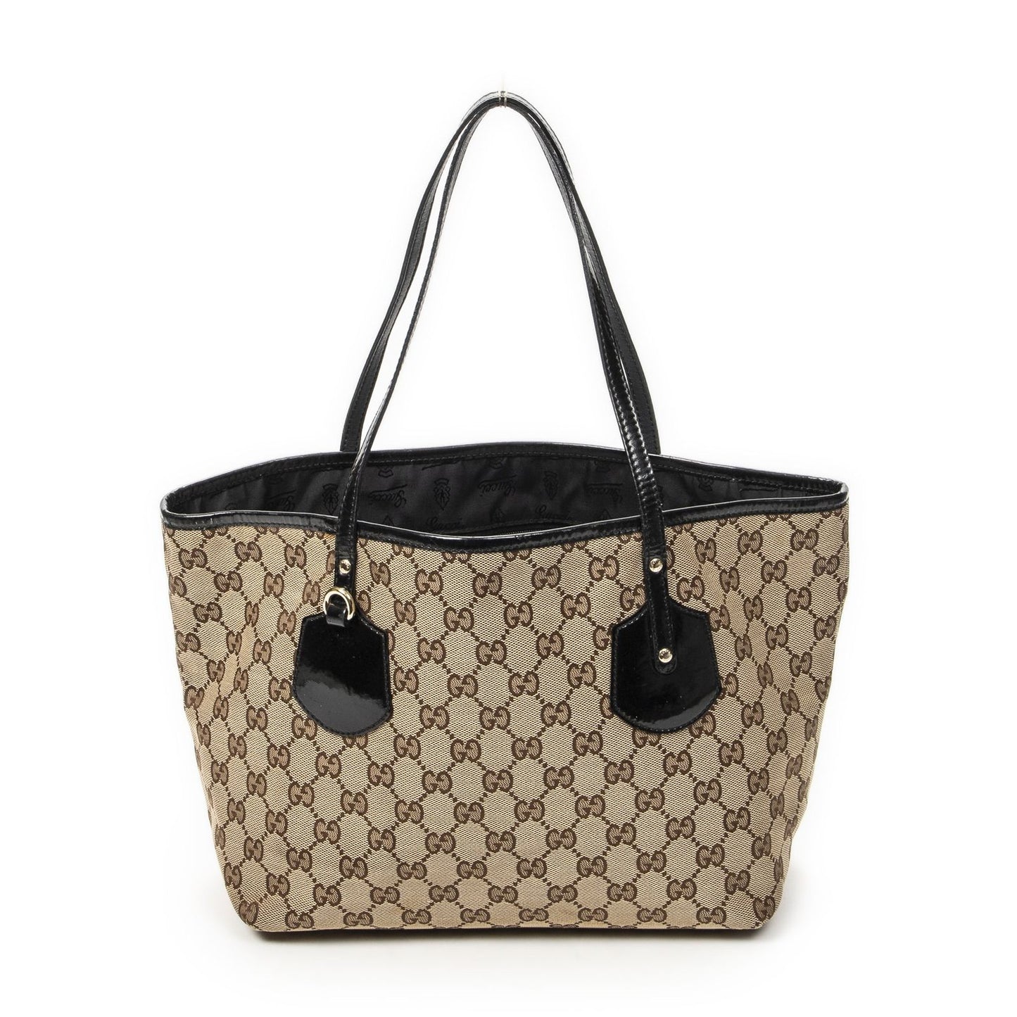 Gucci Serry Line Tote Black Beige GG Canvas