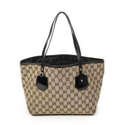 Gucci Serry Line Tote Black Beige GG Canvas
