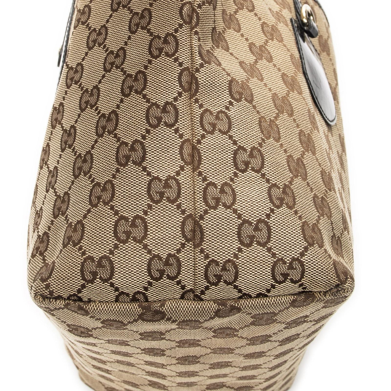 Gucci Serry Line Tote Black Beige GG Canvas