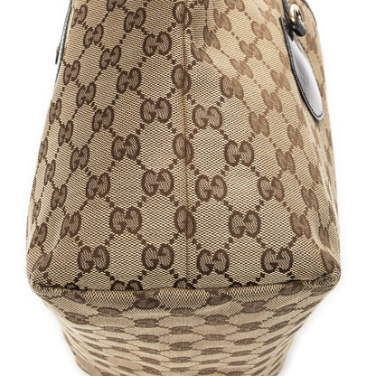 Gucci Serry Line Tote Black Beige GG Canvas