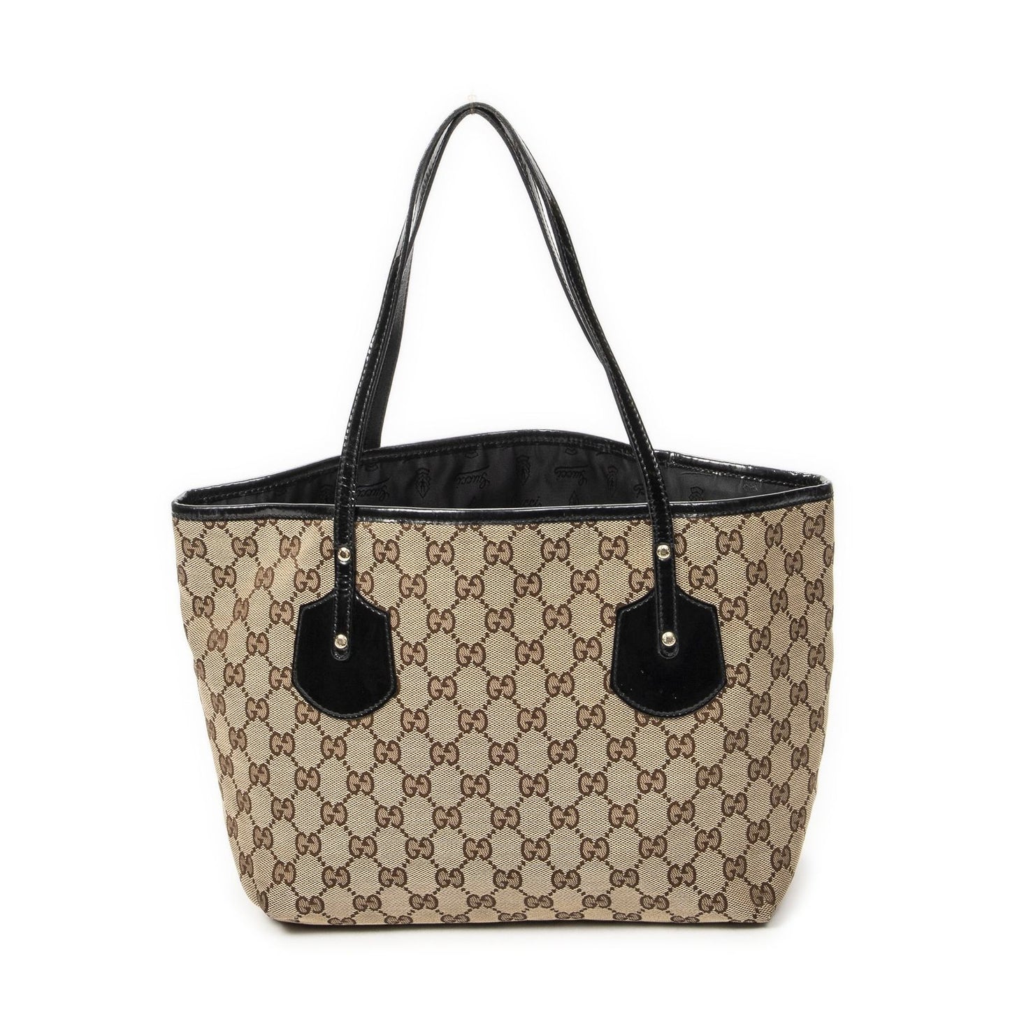 Gucci Serry Line Tote Black Beige GG Canvas