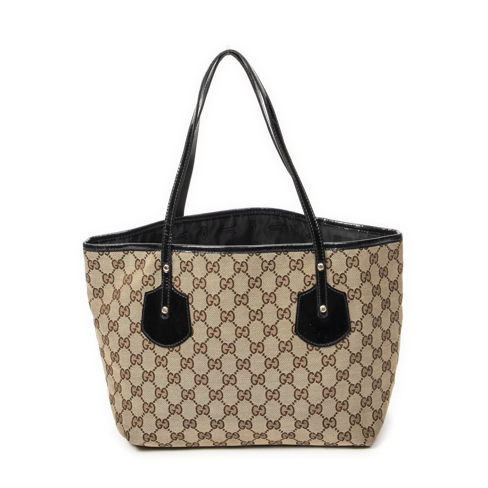 Gucci Serry Line Tote Black Beige GG Canvas