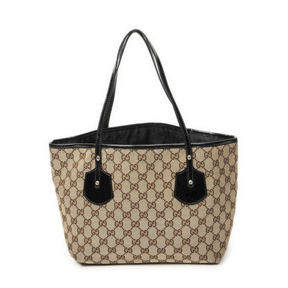 Gucci Serry Line Tote Black Beige GG Canvas