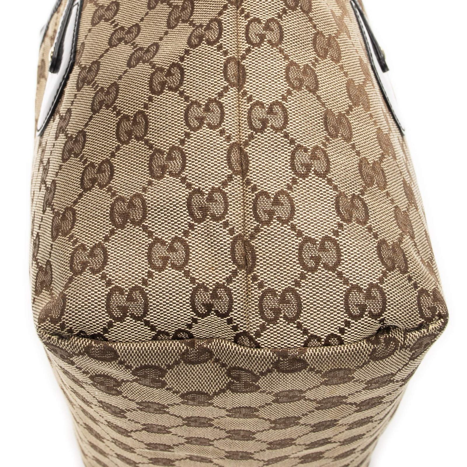 Gucci Serry Line Tote Black Beige GG Canvas