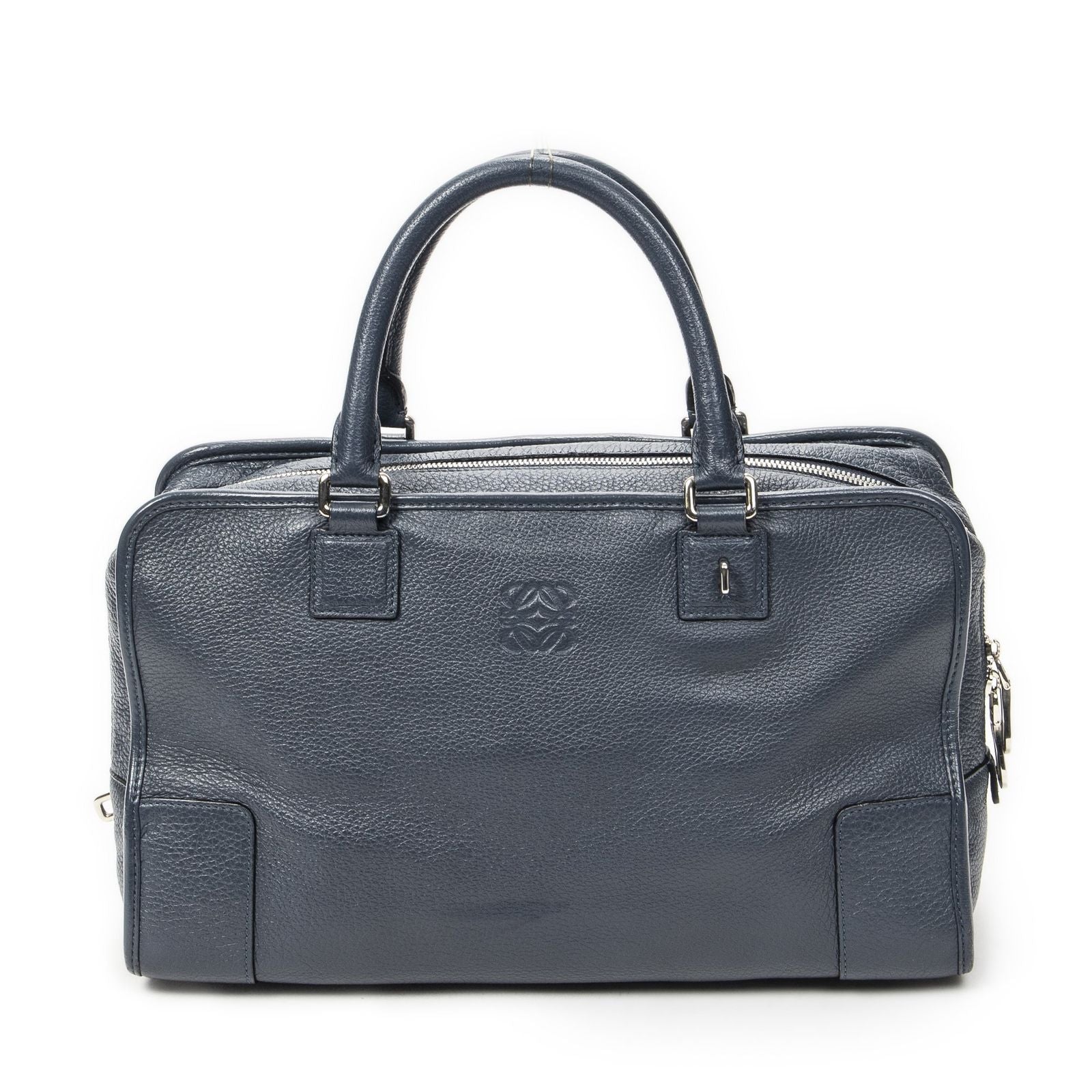 Loeweamazona Navy Gray Calfskin Leather