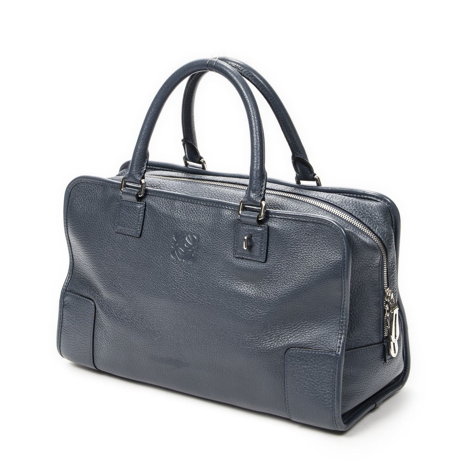 Loeweamazona Navy Gray Calfskin Leather