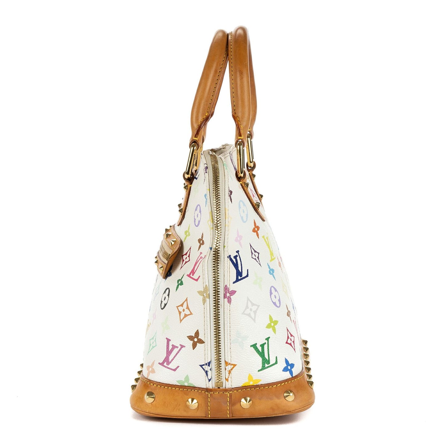 Louis Vuitton Alma White Multicolor Colorful Monogram Canvas Handbag