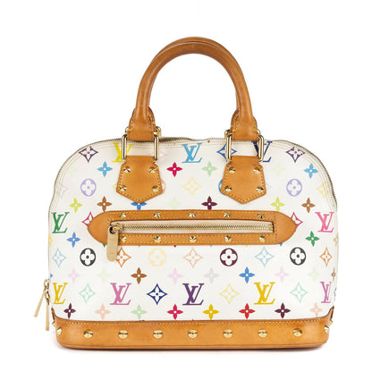 Louis Vuitton Alma White Multicolor Colorful Monogram Canvas Handbag