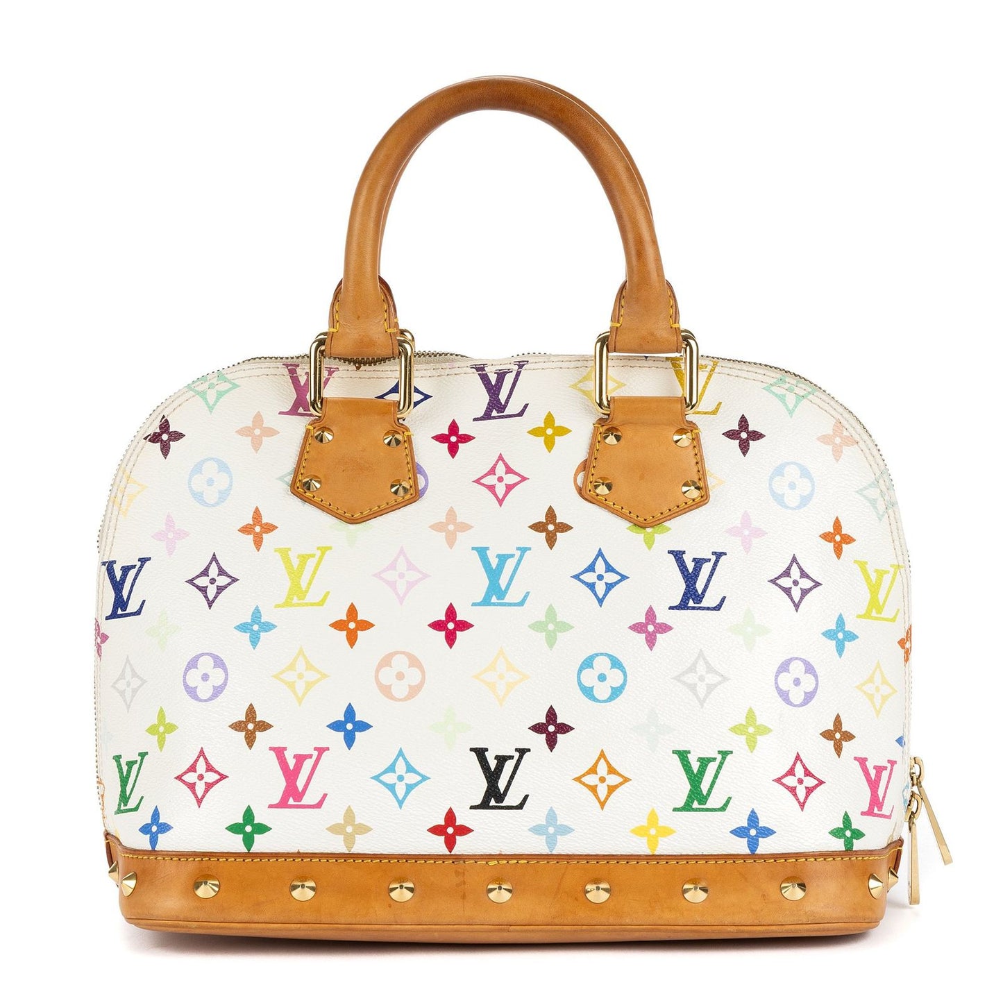 Louis Vuitton Alma White Multicolor Colorful Monogram Canvas Handbag