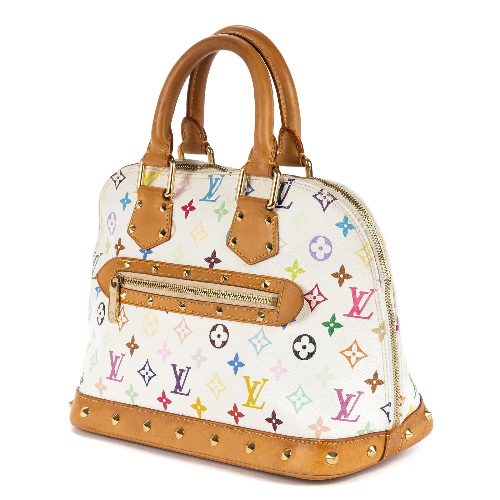 Louis Vuitton Alma White Multicolor Colorful Monogram Canvas Handbag