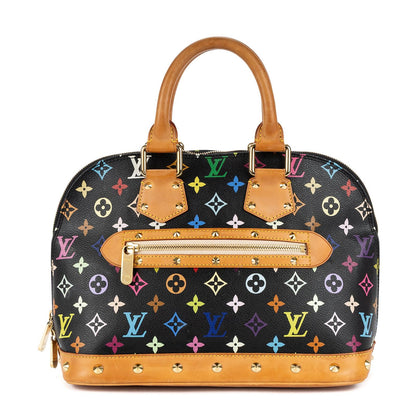 Louis Vuitton Alma Black Multicolor Colorful Monogram Canvas Handbag