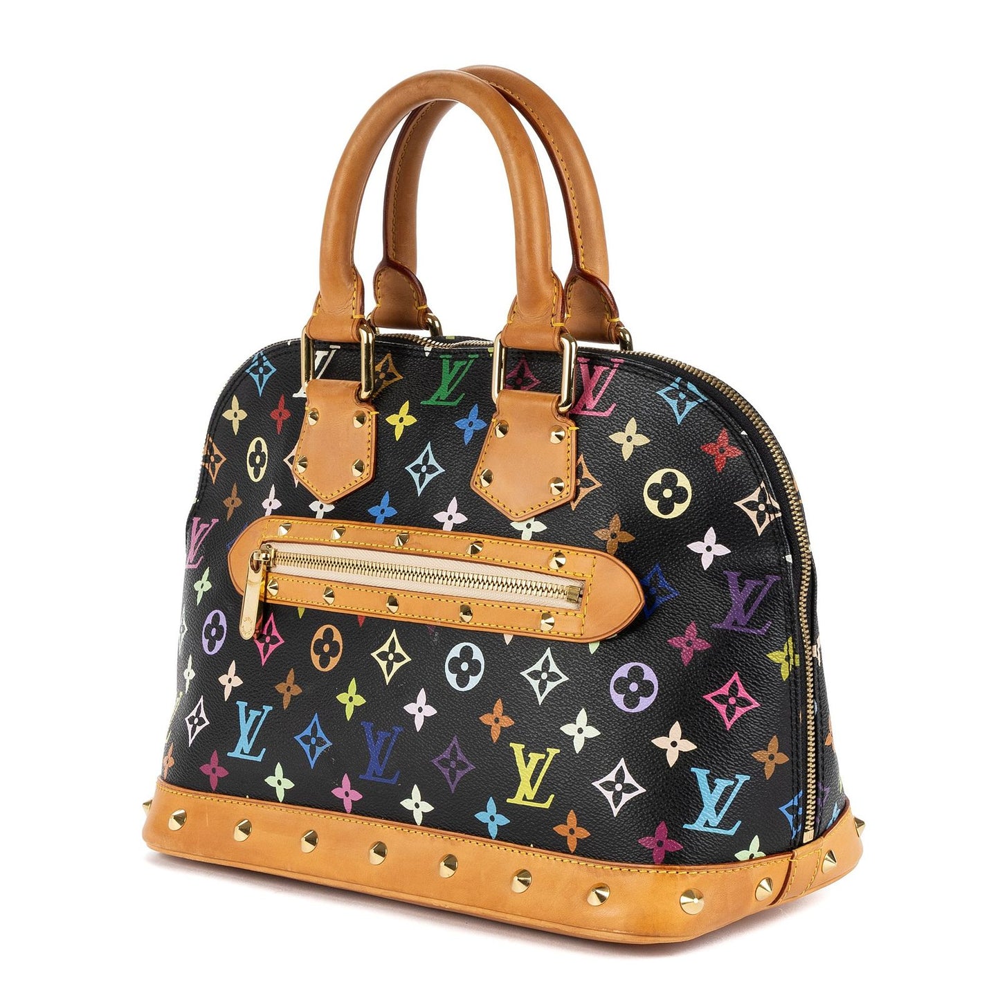 Louis Vuitton Alma Black Multicolor Colorful Monogram Canvas Handbag