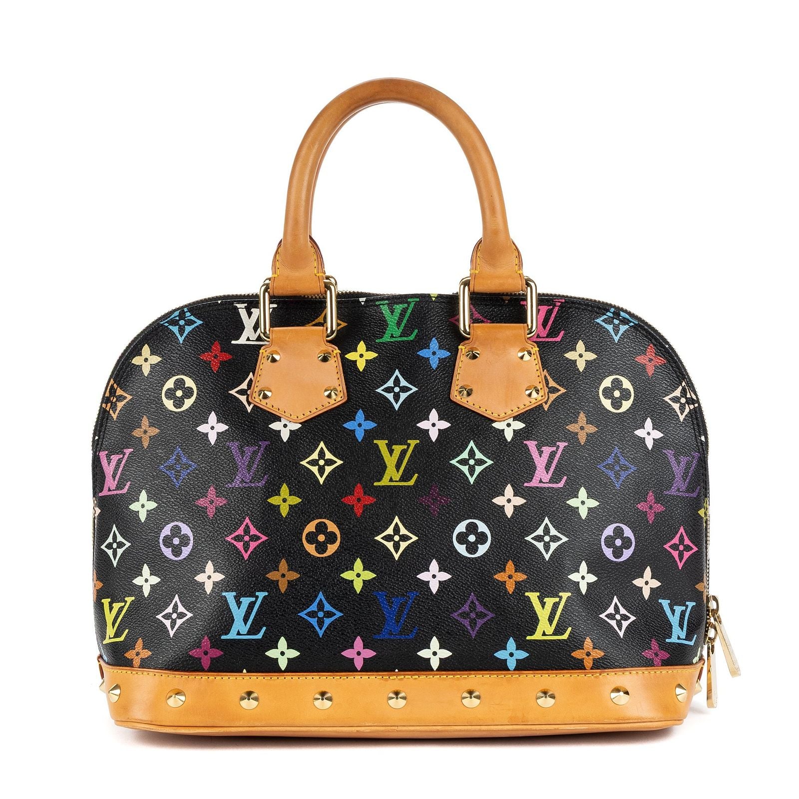 Louis Vuitton Alma Black Multicolor Colorful Monogram Canvas Handbag