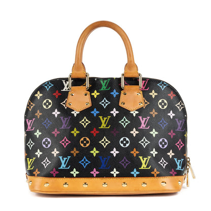 Louis Vuitton Alma Black Multicolor Colorful Monogram Canvas Handbag