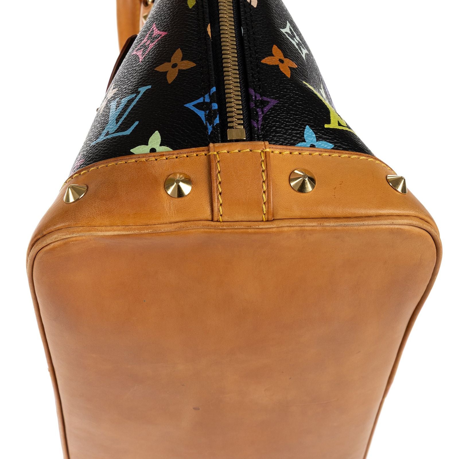 Louis Vuitton Alma Black Multicolor Colorful Monogram Canvas Handbag