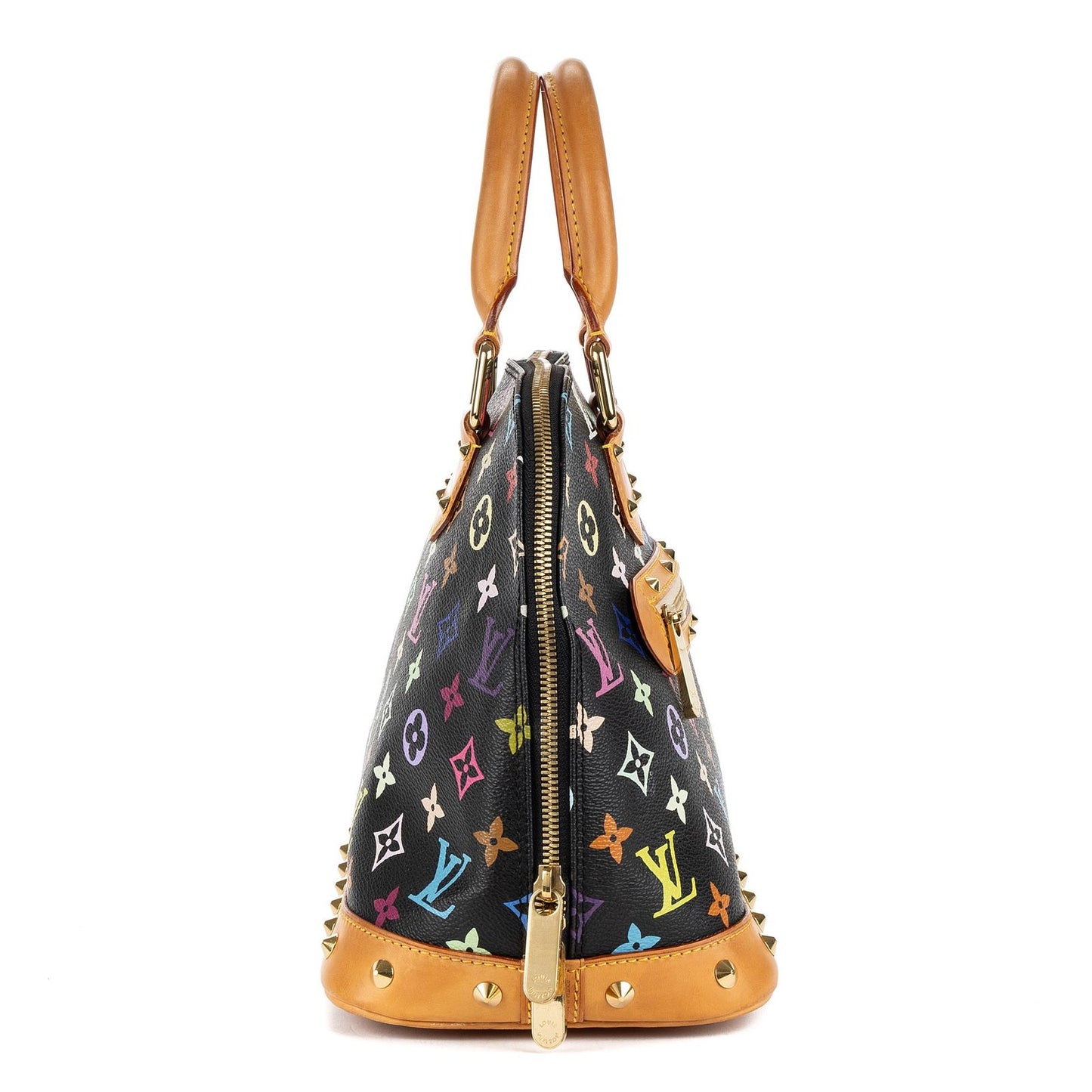 Louis Vuitton Alma Black Multicolor Colorful Monogram Canvas Handbag