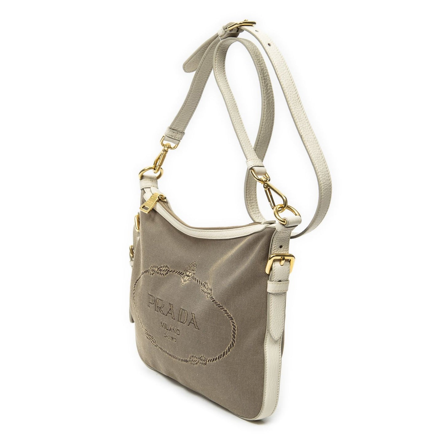 Prada Jaca Messenger Beige Ivory Dog Canvas Pet Accessory