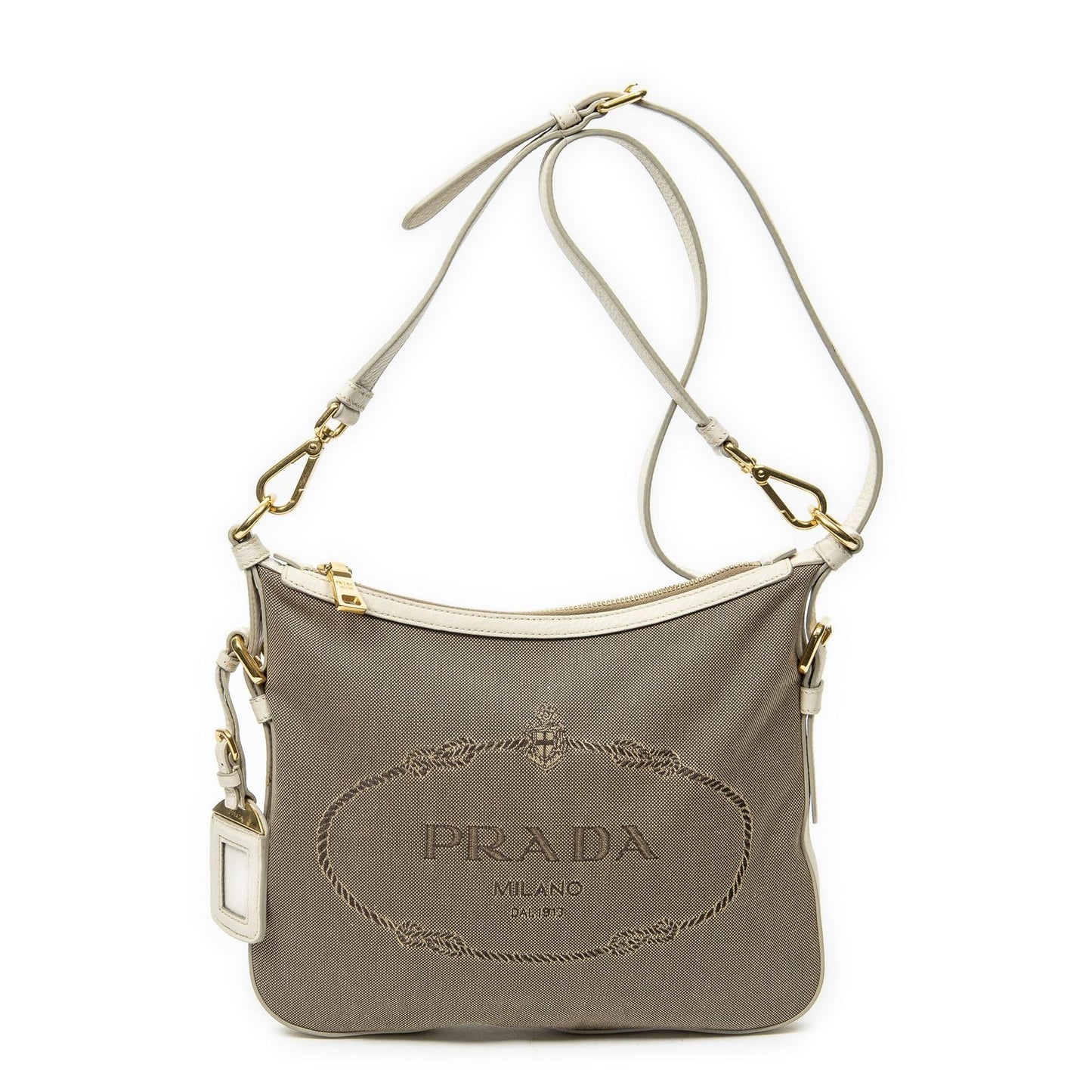 Prada Jaca Messenger Beige Ivory Dog Canvas Pet Accessory