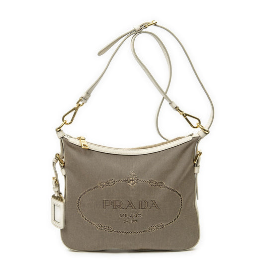 Prada Jaca Messenger Beige Ivory Dog Canvas Pet Accessory