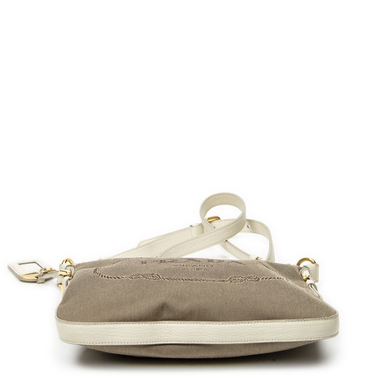 Prada Jaca Messenger Beige Ivory Dog Canvas Pet Accessory