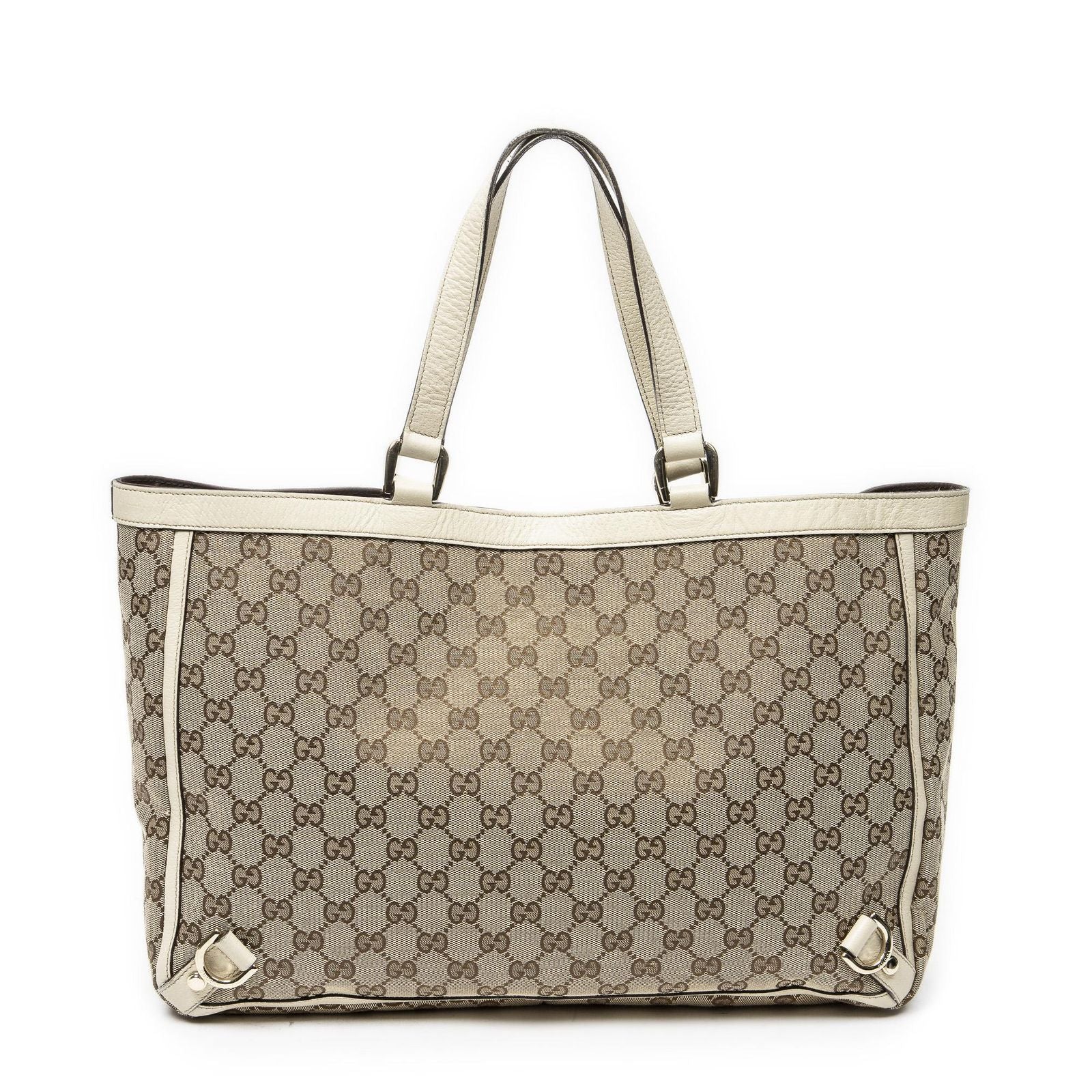 Gucci Large Abbey D Ring Tote Ivory Beige GG Canvas