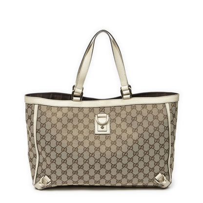 Gucci Large Abbey D Ring Tote Ivory Beige GG Canvas