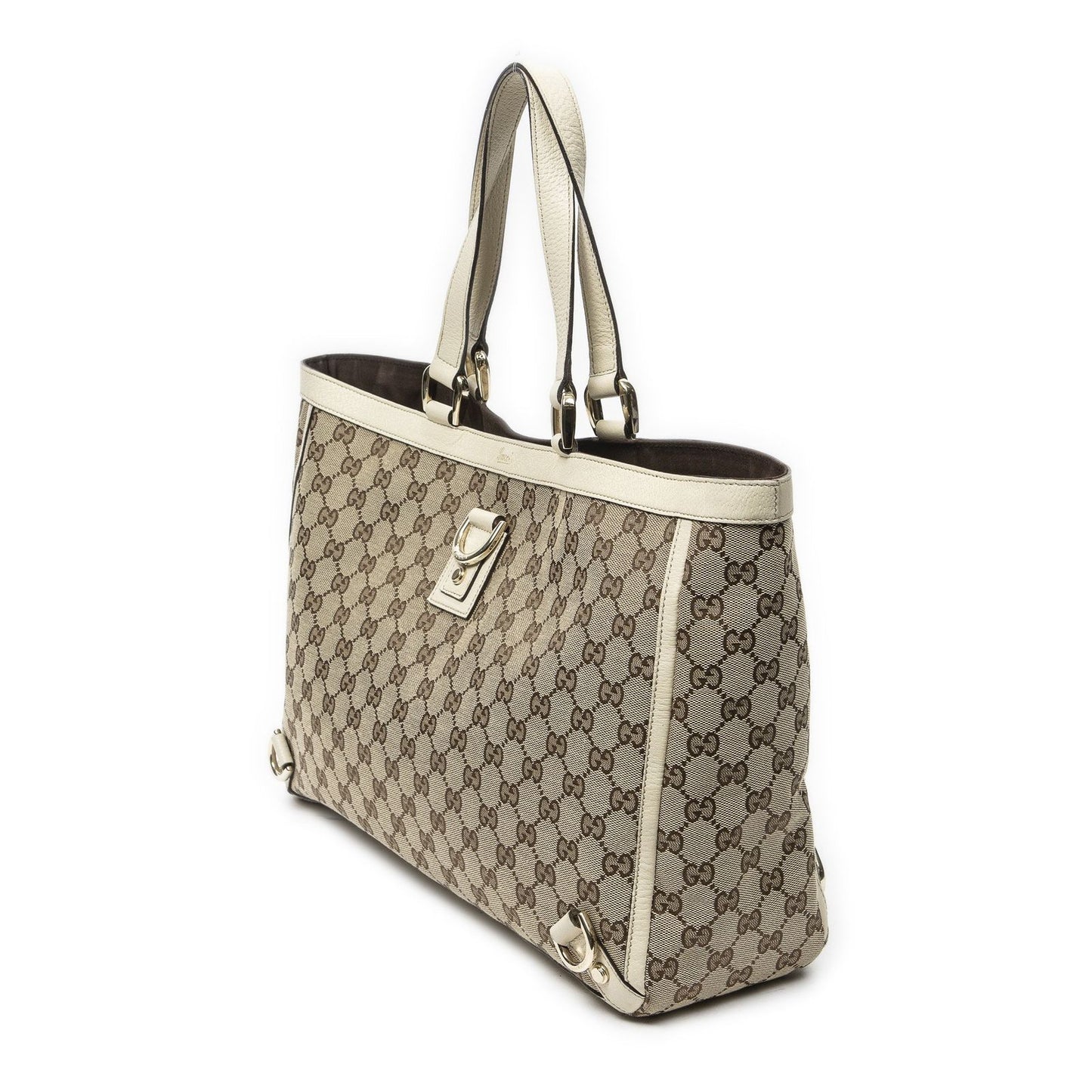 Gucci Large Abbey D Ring Tote Ivory Beige GG Canvas