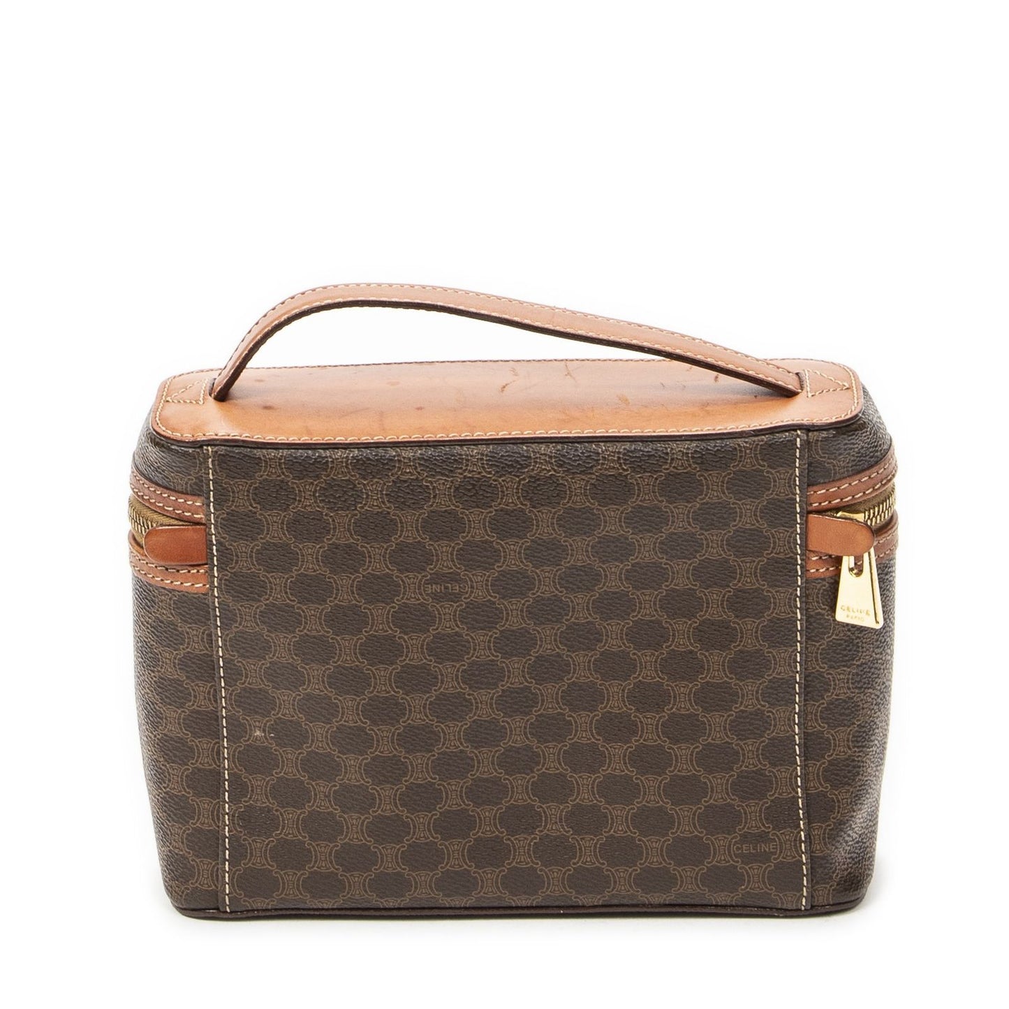 Celine Top Handle Toiletries Pouch Brown Macadam Canvas