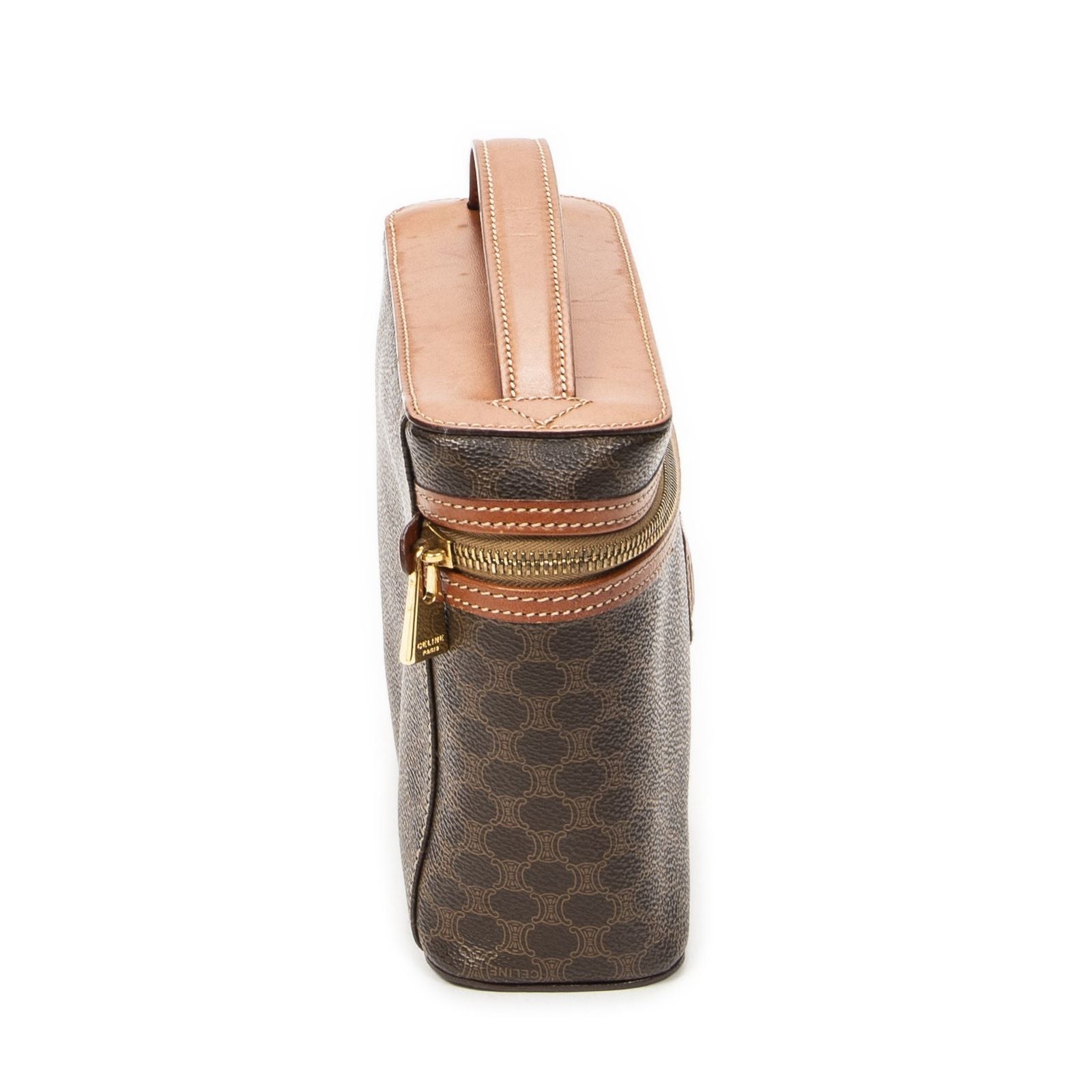 Celine Top Handle Toiletries Pouch Brown Macadam Canvas