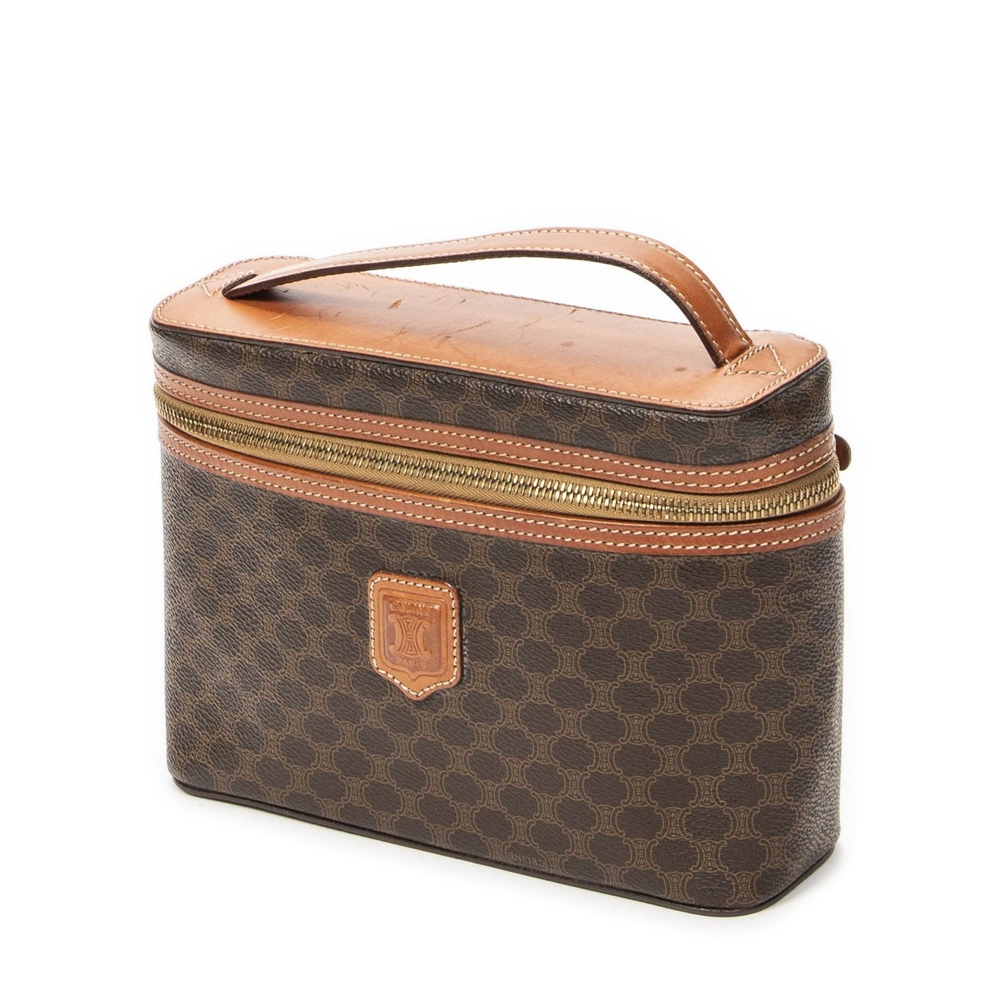 Celine Top Handle Toiletries Pouch Brown Macadam Canvas