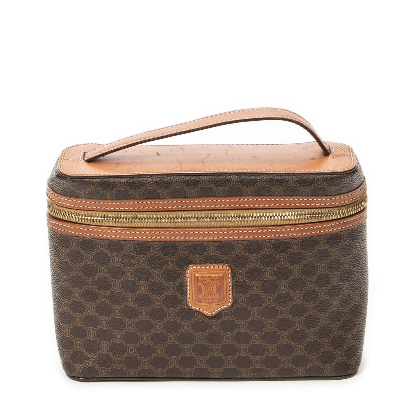 Celine Top Handle Toiletries Pouch Brown Macadam Canvas